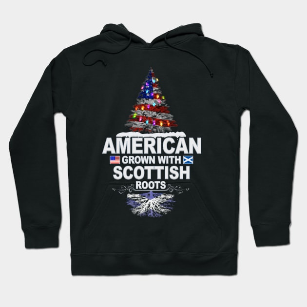 Christmas Tree  American Grown With Scottish Roots - Gift for Scottish From Scotland Hoodie by Country Flags